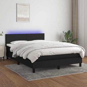 Box spring postel s matrací a LED černá 140x190 cm textil 3132991