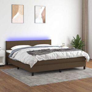Box spring postel s matrací a LED tmavě hnědá 160x200 cm textil 3133008