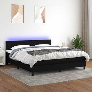 Box spring postel s matrací a LED černá 160x200 cm textil 3133007
