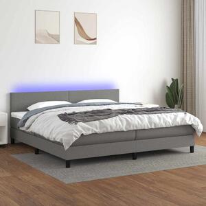 Box spring postel s matrací a LED tmavě šedá 200x200 cm textil 3133022
