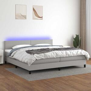 Box spring postel s matrací a LED světle šedá 200x200 cm textil 3133021