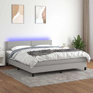 Box spring postel s matrací a LED světle šedá 180x200 cm textil 3133093