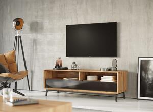 Střední TV stolek 2.1 sklo Modern Loft, dub, přírodní dub, 160x54x50 cm