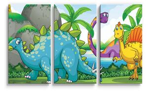 Sablio Obraz - 3-dílný Dinosauři 3 - 120x80 cm