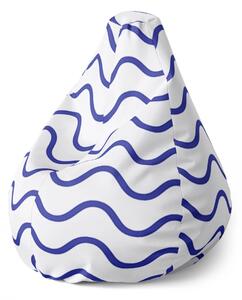 Sablio Sedací vak Pear Modré vlnky - 70 x 95 x 15 cm