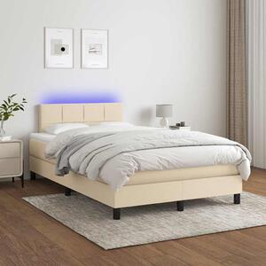 Box spring postel s matrací a LED krémová 120 x 200 cm textil 3133146