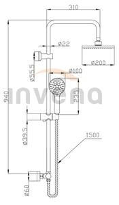 Invena Esla, sprchový sloup s termostatickou baterií, chrom, INV-AU-94-D01-C
