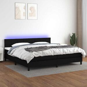 Box spring postel s matrací a LED černá 200x200 cm textil 3133183