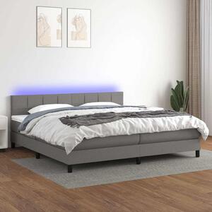 Box spring postel s matrací a LED tmavě šedá 200x200 cm textil 3133182