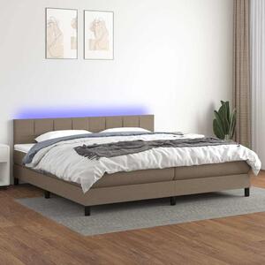 Box spring postel s matrací a LED taupe 200x200 cm textil 3133185