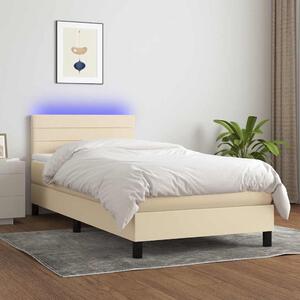 Box spring postel s matrací a LED krémová 80 x 200 cm textil 3133194