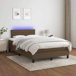 Box spring postel s matrací a LED tmavě hnědá 120x200 cm textil 3133224