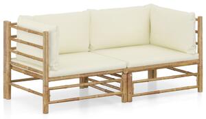 2dílná zahradní sedací souprava + krémově bílé podušky bambus