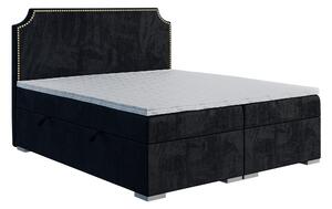 Manželská postel Boxspring 180 cm Lupin (černá) (s matrací a úl. prostorem). 1043412