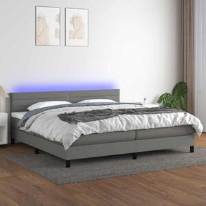 Box spring postel s matrací a LED tmavě šedá 200x200 cm textil 3133262
