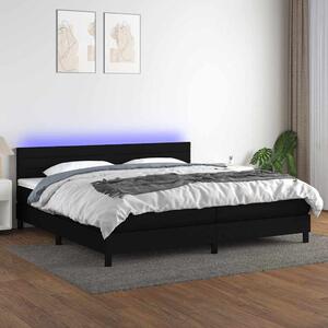 Box spring postel s matrací a LED černá 200x200 cm textil 3133263