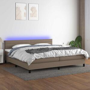 Box spring postel s matrací a LED taupe 200x200 cm textil 3133265