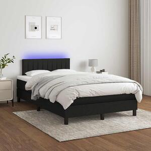 Box spring postel s matrací a LED černá 120 x 200 cm textil 3133303