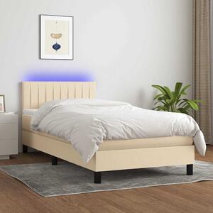 Box spring postel s matrací a LED krémová 80 x 200 cm textil 3133274