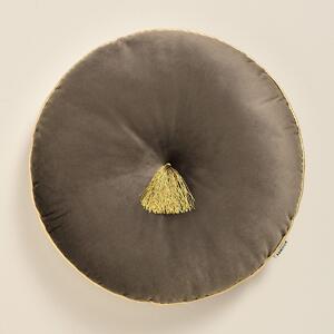 Room99 Dekorační polštář Kulatý s třásní Allure 45 cm Velvet Barva: Hořčicová