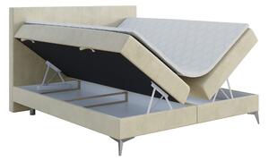 Kontinentální postel 160 cm Ricky (světlobéžová) (s matrací a úl. prostorem). 1043431