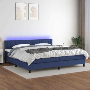 Box spring postel s matrací a LED modrá 200x200 cm textil 3133347