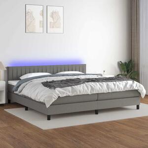 Box spring postel s matrací a LED tmavě šedá 200x200 cm textil 3133342