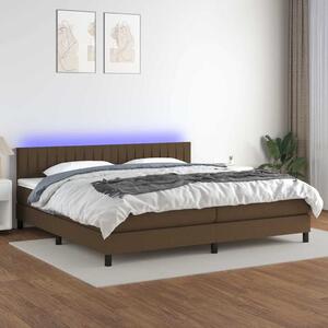 Box spring postel s matrací a LED tmavě hnědá 200x200 cm textil 3133344