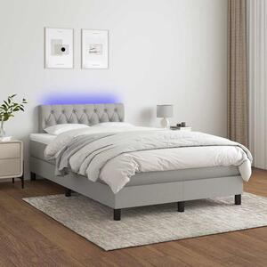 Box spring postel s matrací a LED světle šedá 120x200 cm textil 3133381