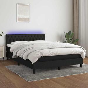 Box spring postel s matrací a LED černá 140x190 cm textil 3133391