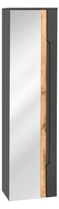 Comad Koupelnová závěsná skříňka se zrcadlem vysoká Galaxy 802 1D šedý grafit/dub votan
