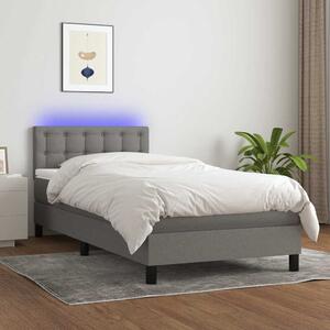 Box spring postel s matrací a LED tmavě šedá 80 x 200 cm textil 3133430