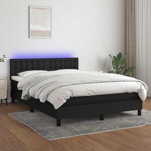 Box spring postel s matrací a LED černá 140x190 cm textil 3133471