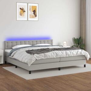 Box spring postel s matrací a LED světle šedá 200x200 cm textil 3133501