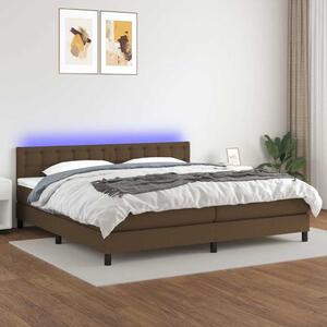 Box spring postel s matrací a LED tmavě hnědá 200x200 cm textil 3133504
