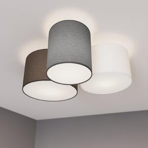Stropní Lampa Lindby, Laurenz, stmívatelné, Šedá, Obývací pokoj, Tkanina / Textil, Moderní