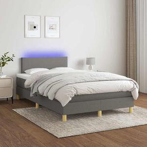 Box spring postel s matrací a LED tmavě šedá 120x200 cm textil 3133542