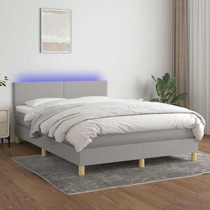 Box spring postel s matrací a LED světle šedá 140x190 cm textil 3133549