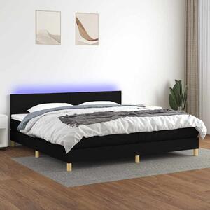 Box spring postel s matrací a LED černá 200x200 cm textil 3133583