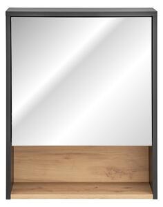Comad Závěsná koupelnová skříňka se zrcadlem Borneo Cosmos 840 1D šedá/dub artisan