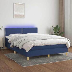 Box spring postel s matrací a LED modrá 140x200 cm textil 3133643