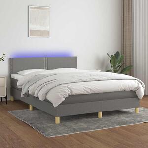 Box spring postel s matrací a LED tmavě šedá 140x200 cm textil 3133638