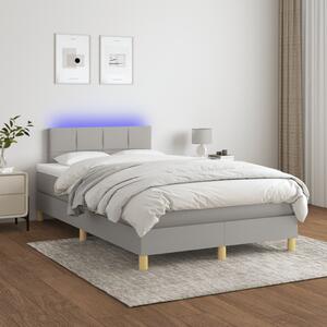 Box spring postel s matrací a LED světle šedá 120x200 cm textil 3133701