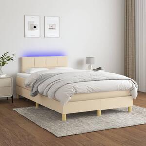 Box spring postel s matrací a LED krémová 120 x 200 cm textil 3133706