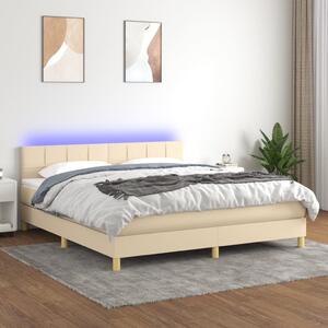 Box spring postel s matrací a LED krémová 160x200 cm textil 3133730