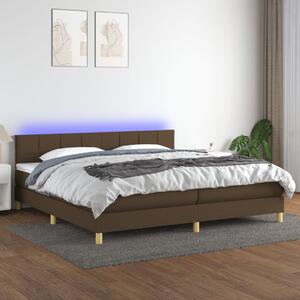 Box spring postel s matrací a LED tmavě hnědá 200x200 cm textil 3133744