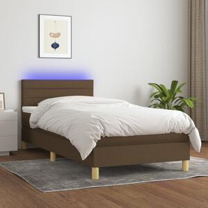 Box spring postel s matrací a LED tmavě hnědá 80x200 cm textil 3133752