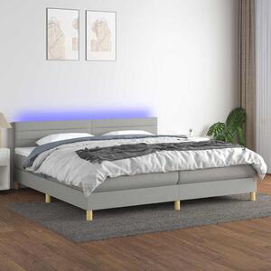Box spring postel s matrací a LED světle šedá 200x200 cm textil 3133821