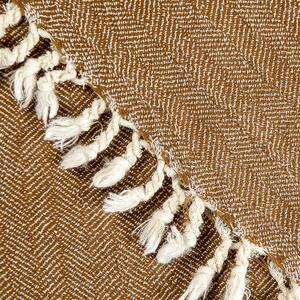 Ručně tkaná vlněná deka Nara VIII - světle hnědá