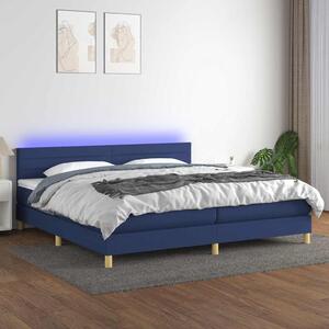 Box spring postel s matrací a LED modrá 200x200 cm textil 3133827